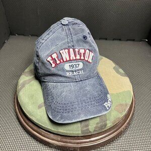 Ft. Walton Beach 1937 Florida Embroidered Denim Hat Adjustable Strap Navy Blue